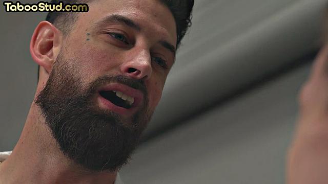 Handsome jock riding DILF lover