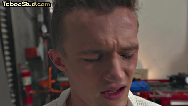 Handsome jock riding DILF lover