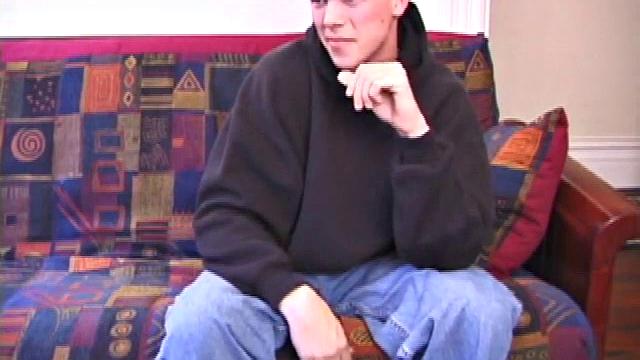 Matthew Mtters rubs his dick through his jeans to get a boner. He takes off his hoodie and jeans, revealing a nice cock. Sprawled out on the sofa, he takes full advantage of his naked body.