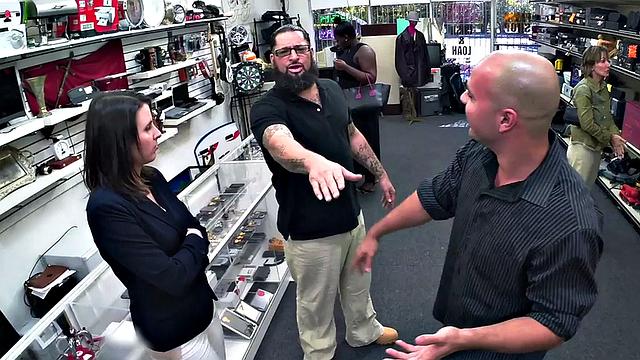 Pawnshop 21yo customer facefucked in office before pussyfuck