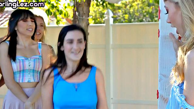 Lesbian kissing booth ends with passionate 69 action