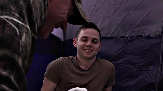 Military stepdads fuck twinks in orgy under tent