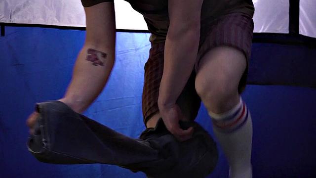 Military stepdads fuck twinks in orgy under tent