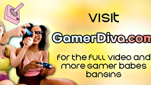 Busty spex gamer cunt slammed and titfucked