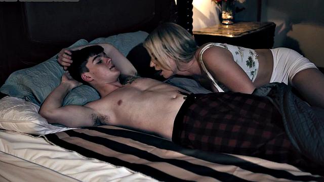 Stepmom with big jugs gives good night sex to horny stepson