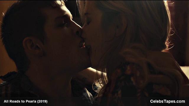 Blonde celebrity Addison Timlin gets down and dirty in a steamy indoor kiss