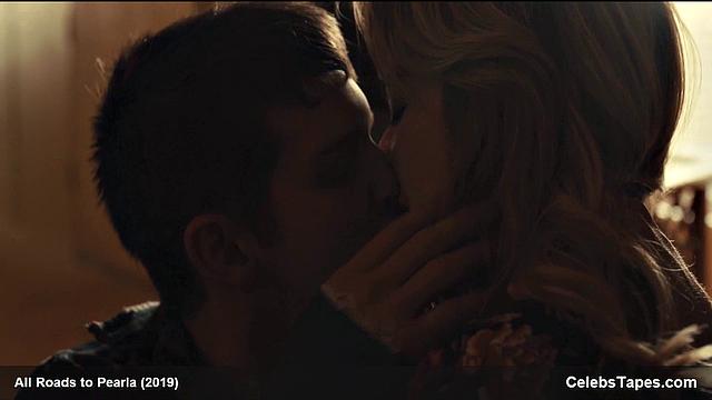 Blonde celebrity Addison Timlin gets down and dirty in a steamy indoor kiss