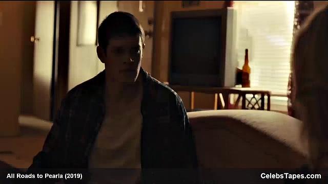 Blonde celebrity Addison Timlin gets down and dirty in a steamy indoor kiss