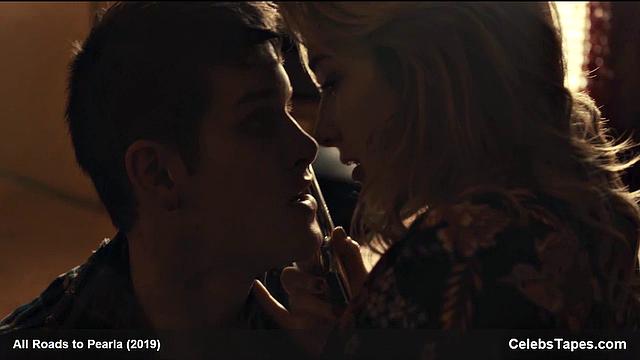 Blonde celebrity Addison Timlin gets down and dirty in a steamy indoor kiss