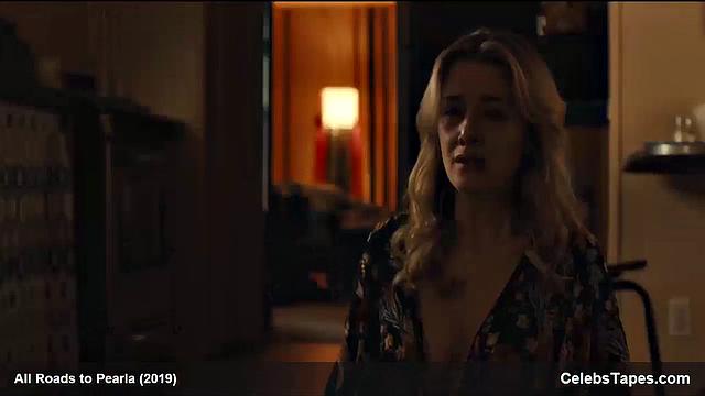 Blonde celebrity Addison Timlin gets down and dirty in a steamy indoor kiss