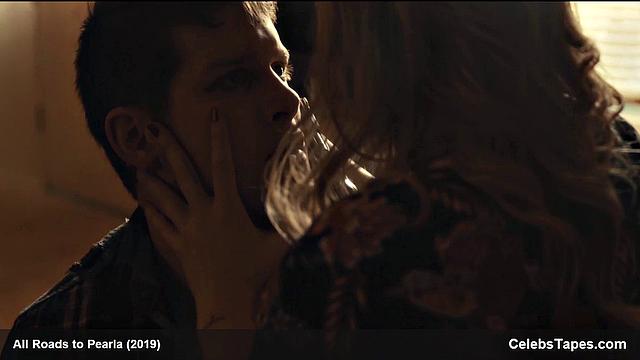 Blonde celebrity Addison Timlin gets down and dirty in a steamy indoor kiss