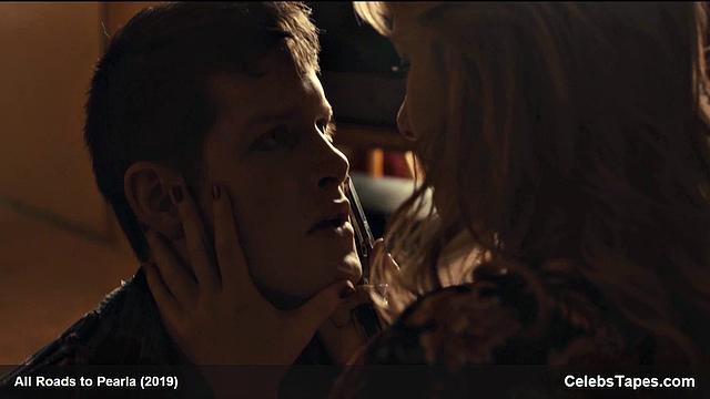 Blonde celebrity Addison Timlin gets down and dirty in a steamy indoor kiss