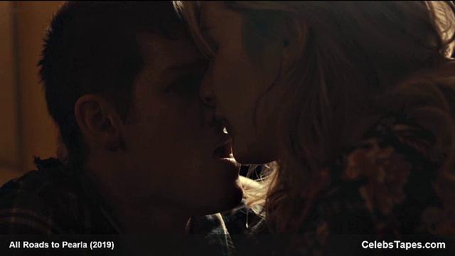 Blonde celebrity Addison Timlin gets down and dirty in a steamy indoor kiss