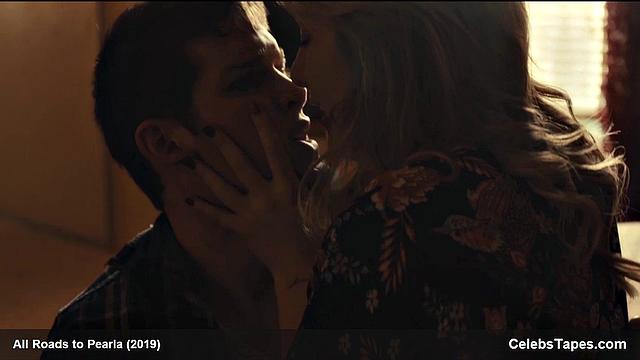 Blonde celebrity Addison Timlin gets down and dirty in a steamy indoor kiss