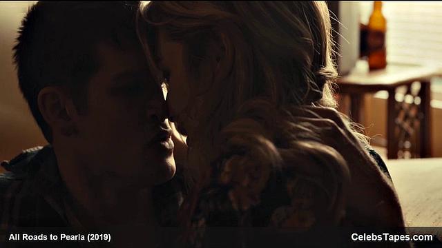 Blonde celebrity Addison Timlin gets down and dirty in a steamy indoor kiss