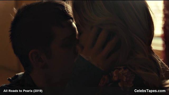 Blonde celebrity Addison Timlin gets down and dirty in a steamy indoor kiss