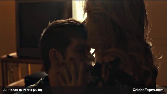 Blonde celebrity Addison Timlin gets down and dirty in a steamy indoor kiss