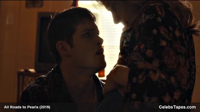 Blonde celebrity Addison Timlin gets down and dirty in a steamy indoor kiss