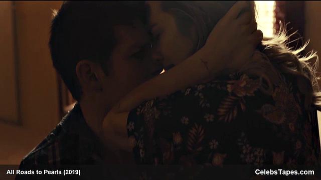 Blonde celebrity Addison Timlin gets down and dirty in a steamy indoor kiss