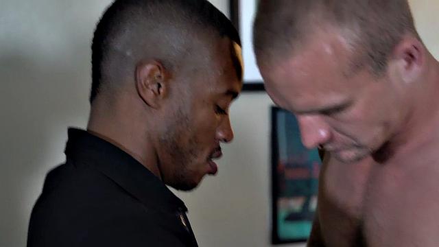 Smelling fetish Ebony jock fucks and gets by white BF