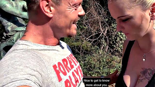 Public German babe POV fucked outdoors on sex date