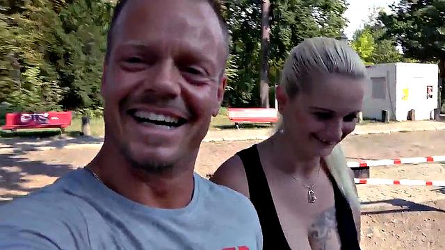 Public German babe POV fucked outdoors on sex date