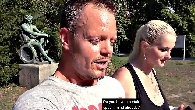 Public German babe POV fucked outdoors on sex date