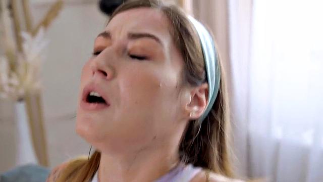 Raunchy inked maid in stockings got her tight pussy fucked