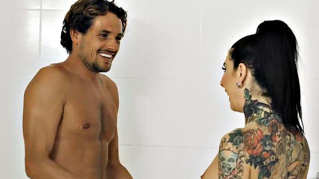 Massaging MILF fucked in pussy by big white dick