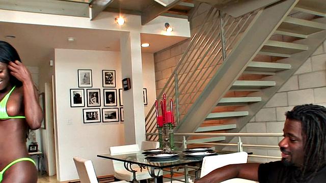 Pumping Ebony Babe Full of Cum