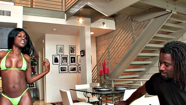 Pumping Ebony Babe Full of Cum