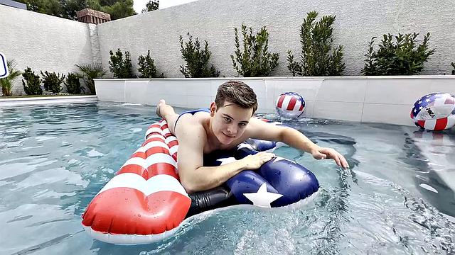Guys strip down and hook up at a wild 4th of July pool party