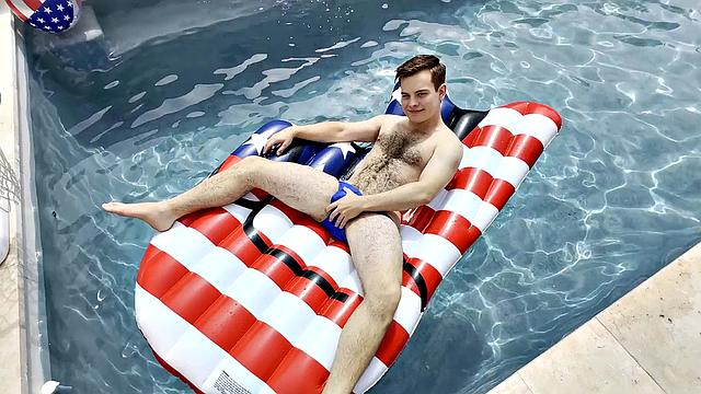Guys strip down and hook up at a wild 4th of July pool party