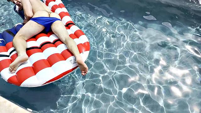Guys strip down and hook up at a wild 4th of July pool party