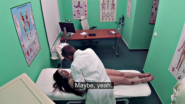 Russian babe gets her tight pussy pounded by the doctor in high heels and tattoos