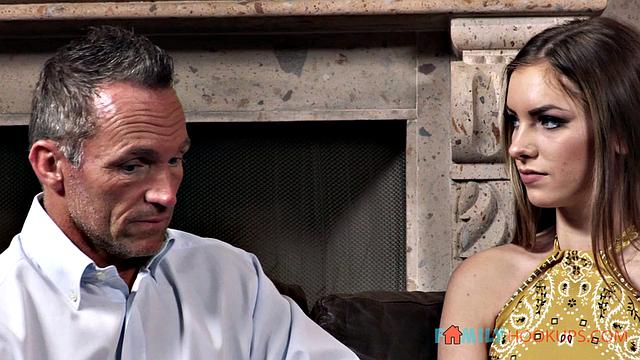 Hot brunette Summer Brooks with her hot British stepdad