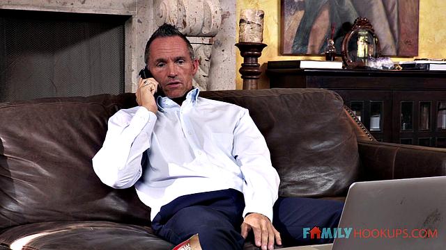 Hot brunette Summer Brooks with her hot British stepdad