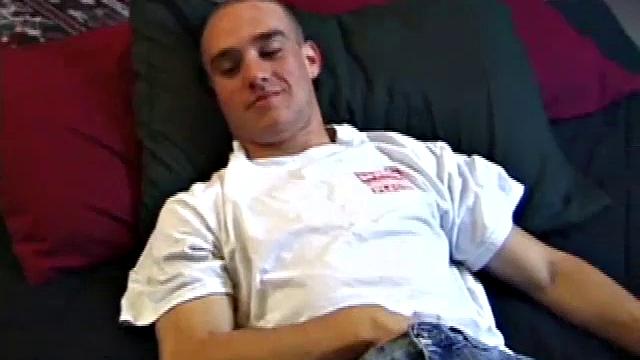 The shaved head and naughty but nice Kenny gets to work on his thick cock