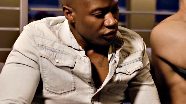 Black gay fucks white stud in doggystyle in anal