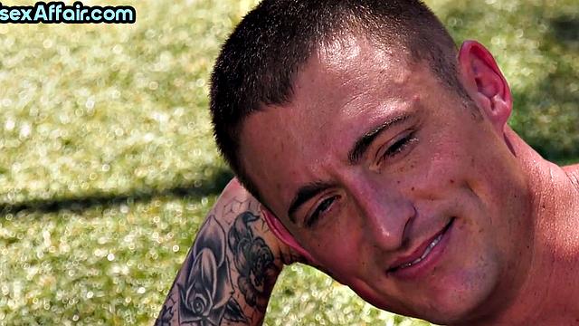 Outdoor bisex redhead slammed in swimming pool 3some