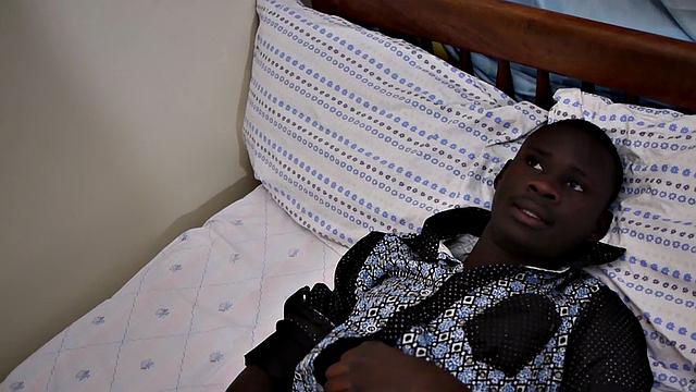 Nubian twink from Africa jerks cock in solo action until cum