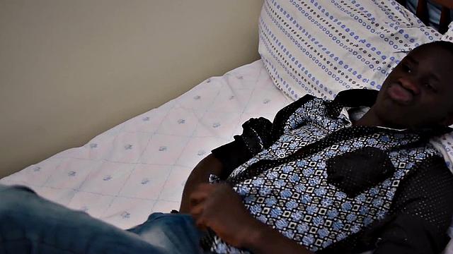 Nubian twink from Africa jerks cock in solo action until cum