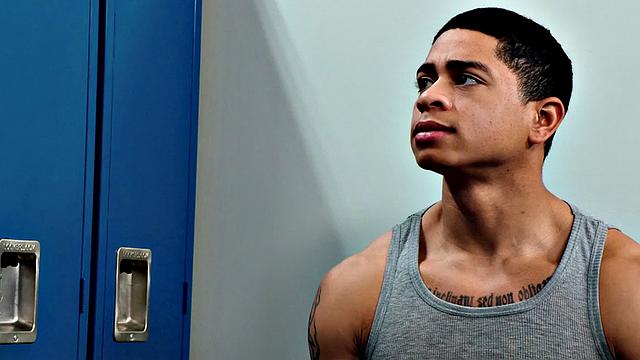 IR locker room jock with athletic body barebacked