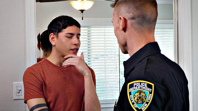 Hunk Cop Calms Scared Jock with His Cock - NextDoorStudios