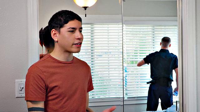 Hunk Cop Calms Scared Jock with His Cock - NextDoorStudios