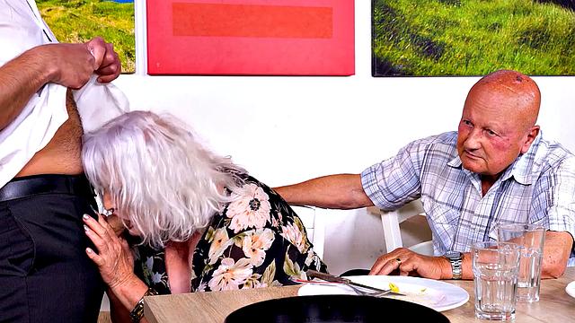 MATURE4K. Hey, waiter! A coffee for me and a firm for my mature wife!