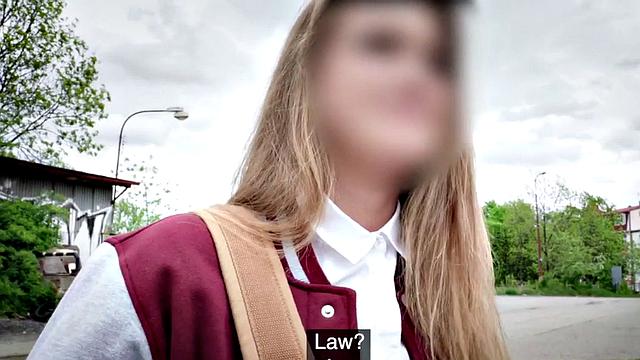 Picked up college babe fucks fake priest in the back of a van