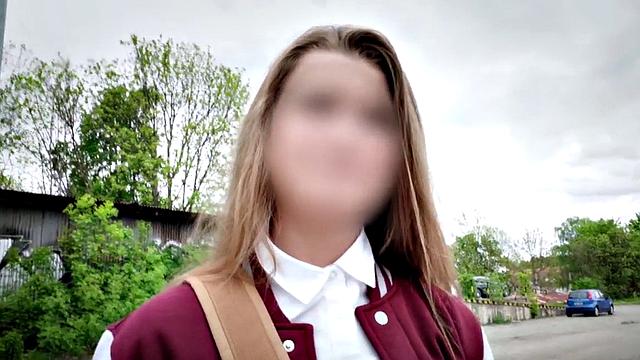 Picked up college babe fucks fake priest in the back of a van