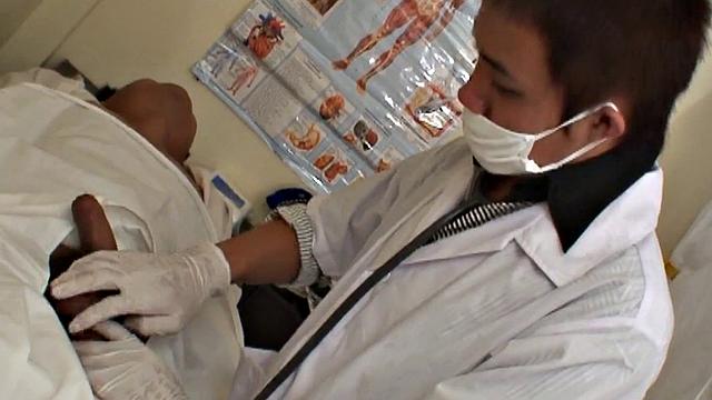 Pissing Nippon twink fucked by doctor in infirmary