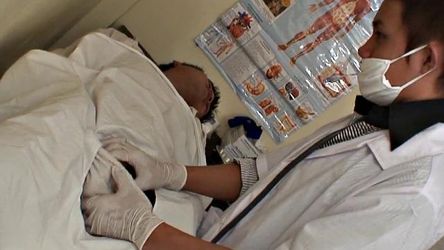 Pissing Nippon twink fucked by doctor in infirmary